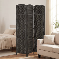Room Divider, 3 Panel Folding Privacy Screen, 70.9" Tall Portable Weave Partition Wall Divider for Bedroom, Coffee