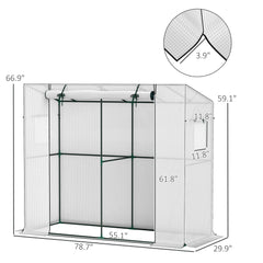 Walk-in Portable Greenhouse Small Greenhouse for Outdoors with UV-resistant PE Cover, 6.6' x 2.5' x 5.6' White