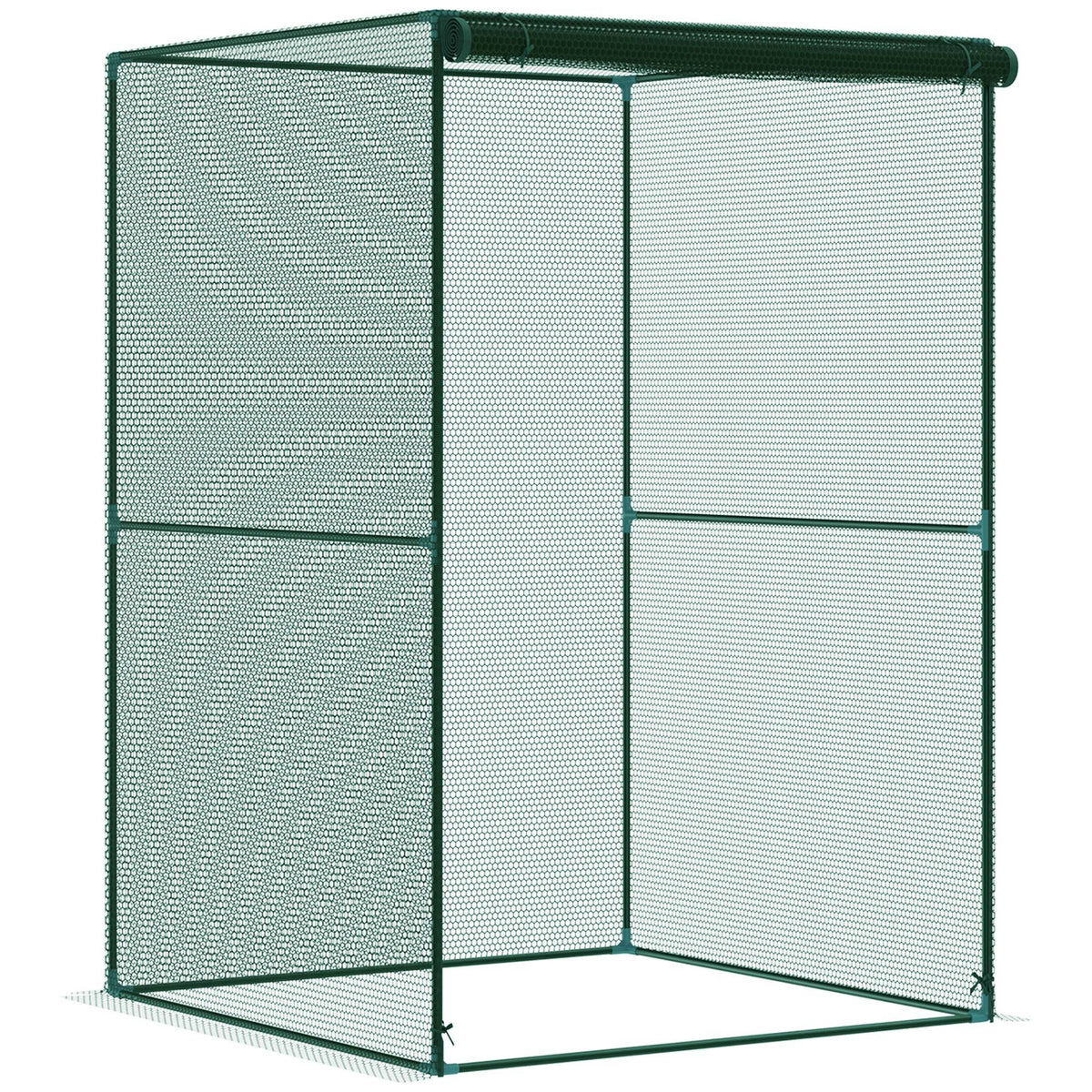 Walk-in Crop Cage, Plant Protectors from Animals with Roll Up Zippered Door, 3.9' x 3.9' x 5.9', Dark Green