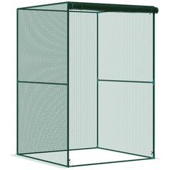 Walk-in Crop Cage, Plant Protectors from Animals with Roll Up Zippered Door, 3.9' x 3.9' x 5.9', Dark Green