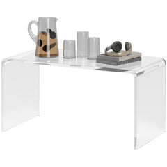 0.6" Thick Acrylic Coffee Table, 32" Long Rectangle Waterfall Coffee Table, Clear