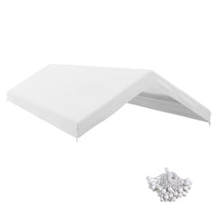 20' x 10' Carport Replacement Canopy for Model 84C-207WT or 84C-386V00WT with Ball Bungee Cords, White (Only Cover)