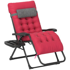 Padded Zero Gravity Chair, Folding Recliner Chair with Cup Holder Cushion, Red
