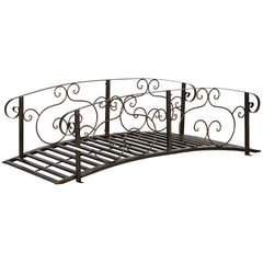 6' Metal Arch Backyard Garden Bridge, Safety Siderails, Arc Footbridge for Backyard Creek, Stream, Pond, Bronze