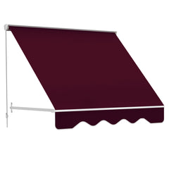 6' Drop Arm Manual Retractable Window Awning Sun Shade Shelter for Patio Balcony Outdoor, Aluminum, Wine Red
