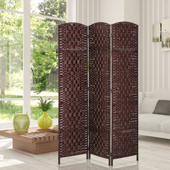 Room Divider 3 Panel, 6FT Tall Folding Privacy Screen, Freestanding Hand-Woven Partition for Room Separation with 360° Hinges, Paper Rope Diamond Weave, Brown