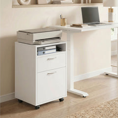 Mobile Storage Cabinet Organizer with Drawer and Cabinet, Printer Stand with Castors, White