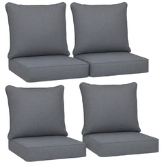 Patio Chair Cushions Set of 4 with Seat & Backrest, Fade Resistant Seat Replacement Cushion Set, Gray