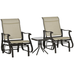 2-Person Gliding Rocking Chair & Bistro Tea Table Set, Gray