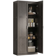 Farmhouse Pantry Cabinet, 71" Tall Kitchen Pantry Storage Cabinet with Soft-Close Hinges, Adjustable Shelves, Espresso