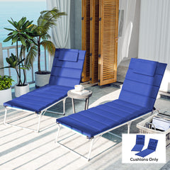 Foldable Chaise Lounge Cushion Set of 2, Outdoor Lounge Chair Cushion Set, UPF50+ 230gsm Olefin, 80" x 26" Dark Blue