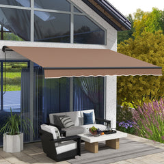 12' x 10' Retractable Awning, 280gsm UV Resistant Sunshade Shelter for Deck, Balcony, Yard, Coffee