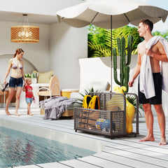 Pool Float Storage, Pool Caddy, with Wheels, 43.25" L x 22.5" W x 28" H, Light Gray