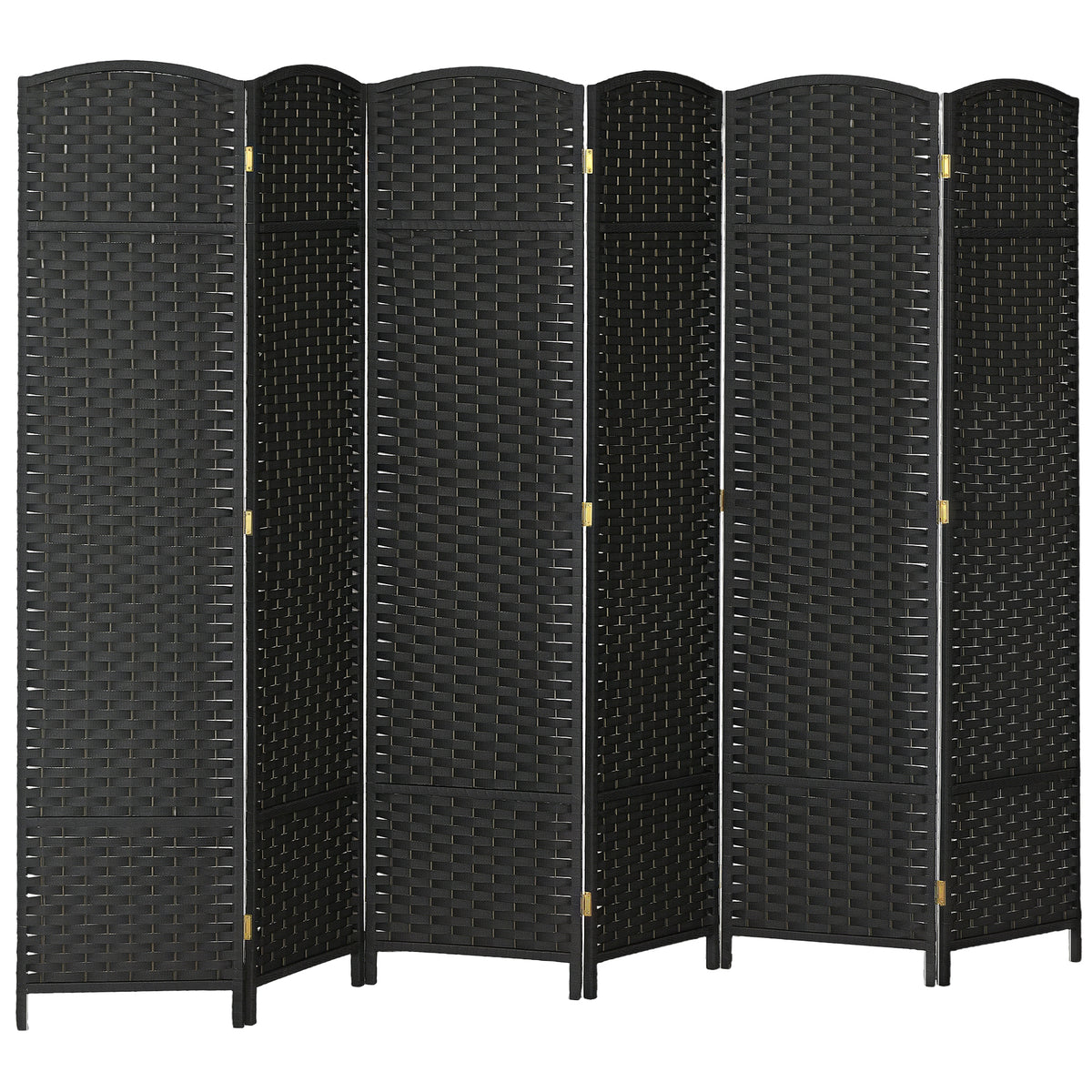 Folding Room Divider Screen 6 Panel 5.6 ' Tall Privacy Screen Freestanding Room Partition for Home Office, Black