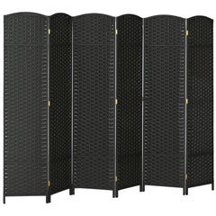Folding Room Divider Screen 6 Panel 5.6 ' Tall Privacy Screen Freestanding Room Partition for Home Office, Black