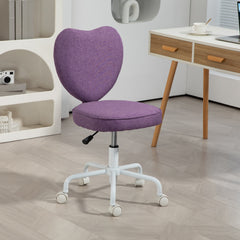 Heart Love Shaped Back Design Office Chair with Adjustable Height, Purple