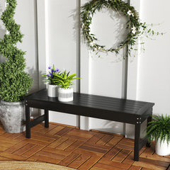 47" Outdoor Bench Seat, HDPE All-Weather Garden Bench, Backless Slatted Patio Bench for Yard, Porch, Park, Black