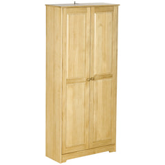 67" Pinewood Kitchen Pantry Storage Cabinet, Freestanding Cabinets with Doors and Shelves, Dining Room