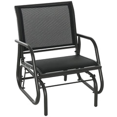 Outdoor Glider Chair, Steel Swing Chai with Curved Armrests for Porch, Garden, Poolside, Balcony, Black