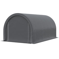 10' x 16' Carport, Heavy Duty Portable Garage Storage Tent with Large Zippered Door, Anti-UV PE Canopy Cover for Car, Truck, Boat, Motorcycle, Bike, Garden Tools, Outdoor Work, Gray