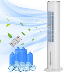 42" 3-In-1 Ice Cooling Fan with Humidifier, Evaporative Air Cooler with Water Tank, 3 Modes, 3 Speeds, 12H Timer, White
