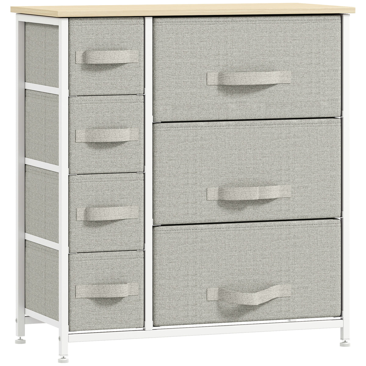 7-Drawer Dresser Storage Tower Cabinet Organizer Unit, Easy Pull Fabric Bins with Metal Frame for Bedroom, Closets, Light Gray