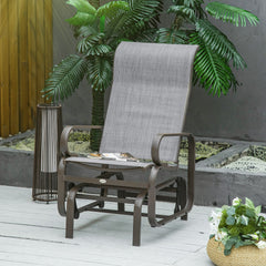 Gliding Lounger Chair, Single Rocker with Lightweight Metal & Mesh Construction, Gray