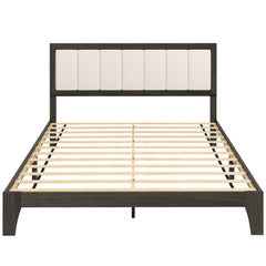 Queen Size Bed Frame with Headboard, Platform Bed Frame with Wooden Slats No Box Spring Needed Charcoal Gray