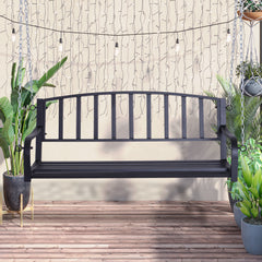 2-Person Metal Outdoor Porch Swing, Hanging Outdoor Swing Chair, 528lb Weight Capacity, Black