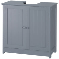 Under Sink Bathroom Cabinet, Pedestal Sink Storage Cabinet with 2 Doors, Shelf and U-Shape, Gray