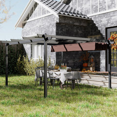13' x 13' Aluminum Retractable Pergola Canopy, Outdoor Pergola for Garden, Patio, Backyard, Deck, Brown