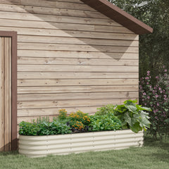 7.9' x 2' x 1.4' Galvanized Raised Garden Bed Kit, Metal Planter Box with Safety Edging, Cream