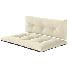 2 Seater Pallet Cushions Outdoor 3.9" Thick Replacement Cushions - Tufted Design for Garden, Patio, Cream White