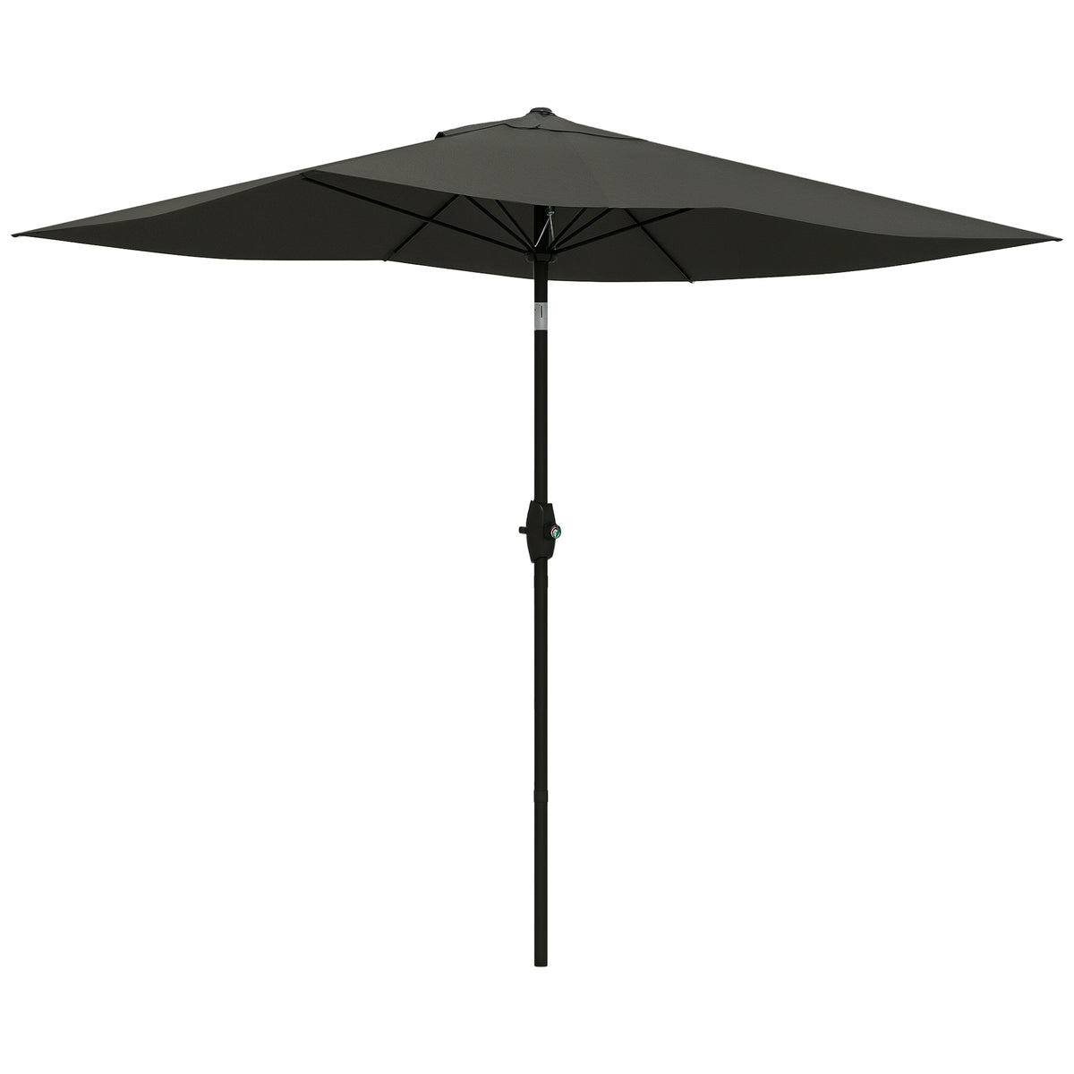 6.5' x 10' Rectangular Outdoor Patio Table Market Umbrella with Crank and Push Button Tilt, Dark Gray