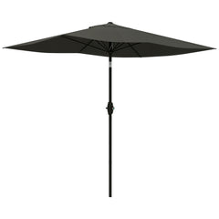 6.5' x 10' Rectangular Outdoor Patio Table Market Umbrella with Crank and Push Button Tilt, Dark Gray