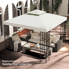 10' x 10' Gazebo Replacement Canopy 2 Tier Top UV Cover Pavilion Garden Patio Outdoor Cream White (TOP ONLY)