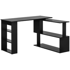 360° Rotating Home Office Desk L Shaped Corner Computer Desk with Storage Shelves, Writing Table Workstation, Black