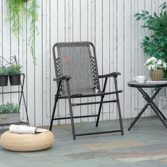 Patio Folding Chair, Sling Suspension Chair for Deck, Camping, Sports Events, Patio, Beach & Pool, Space Saving, Gray
