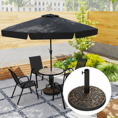 19" Patio Umbrella Base, 26 lbs Concrete Heavy Duty Umbrella Stand, Round Patio Umbrella Holder for 1.5"/1.9" Umbrella Poles for Outdoor, Lawn, Poolside, Bronze