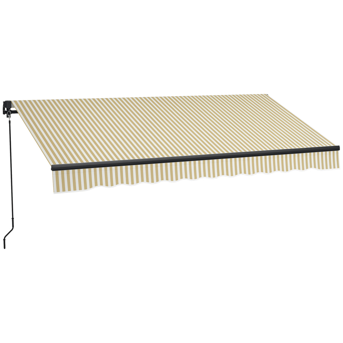 12' x 10' Retractable Awning, 280gsm UV Resistant Sunshade Shelter for Deck, Balcony, Yard, Beige and White