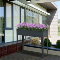 Metal Raised Garden Bed, Elevated Planter Box with Legs and Drain Holes, 39" x 12" x 32", Dark Gray