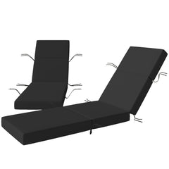 Set of 2 Chaise Lounge Cushion, 4" Thick Outdoor Lounge Chair Cushions with Ties for Patio, 21" x 72 ", Gray