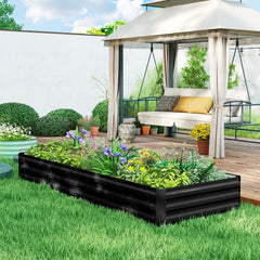 95" x 36" x 12" Galvanized Raised Garden Bed, Easy DIY and Cleaning for Growing Flowers, Herbs, Succulents, Black