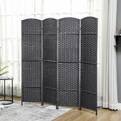 Folding Room Divider Screen 4 Panel 5.6 ' Tall Privacy Screen Freestanding Room Partition for Home Office, Charcoal Gray
