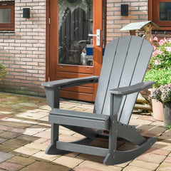 Outdoor Rocking Chair, HDPE Adirondack Porch Rocker Chair for Garden, Patio, Light Gray