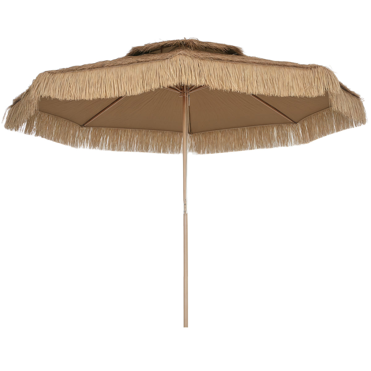 10 ft. Hula Thatched Tiki Patio Outdoor Umbrella with 8 Ribs, UPF30+, for Garden, Backyard, Deck, Pool, Natural