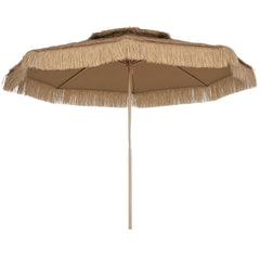 10 ft. Hula Thatched Tiki Patio Outdoor Umbrella with 8 Ribs, UPF30+, for Garden, Backyard, Deck, Pool, Natural
