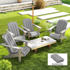 Set of 4 Outdoor Chair Cushions, High Back Adirondack Chair Cushion with Ties, High-Density Foam, Gray