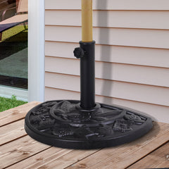 20lbs Half Round Patio Umbrella Base Outdoor Decorative Resin Parasol Stand Holder for Φ1.5", Φ1.9" Pole, Black