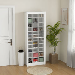71" Shoe Storage Cabinet with 3 Heights of Open Cubes for 36 Pairs, Narrow Shoe Organizer, White